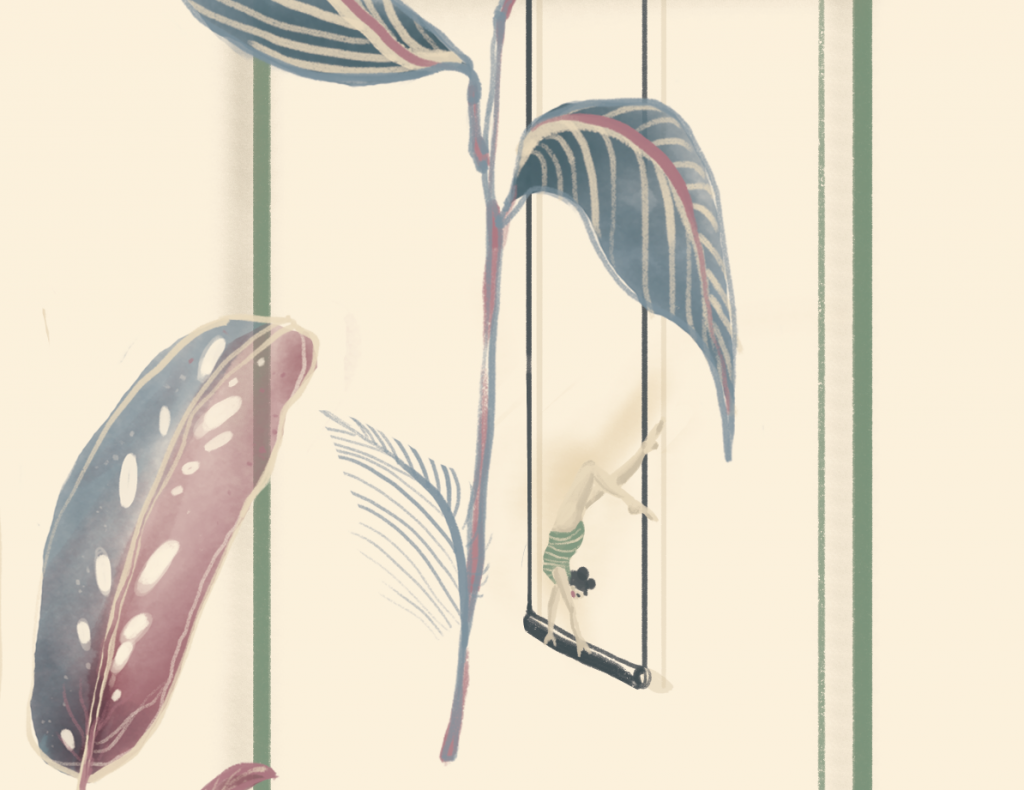"Acrobatics in the attic" detail